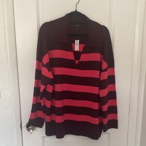 Talbots Long Sleeve Top - Pink and Brown Stripes